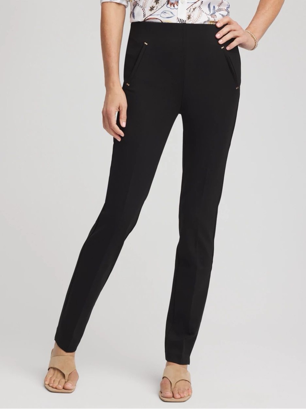 Chicos Juliet Slim Trim Detail Pants black sz 16